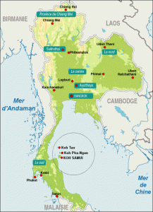 Что омывает тайланд. Самуи и Пхукет на карте Тайланда.